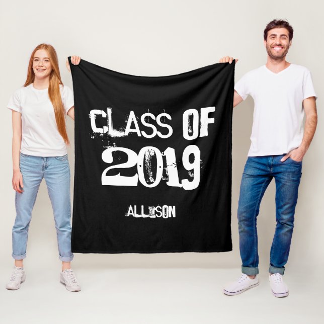 Student-klass Anpassningsbar Year Black, Personlig Fleecefilt (På plats)