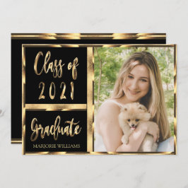 Student-klass för 2021 Black and Guld Script Inbjudningar