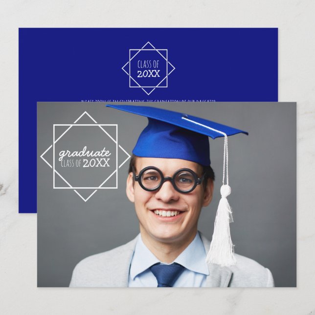 Student-klass för fotoinbjudningar inbjudningar (Fram/baksida)