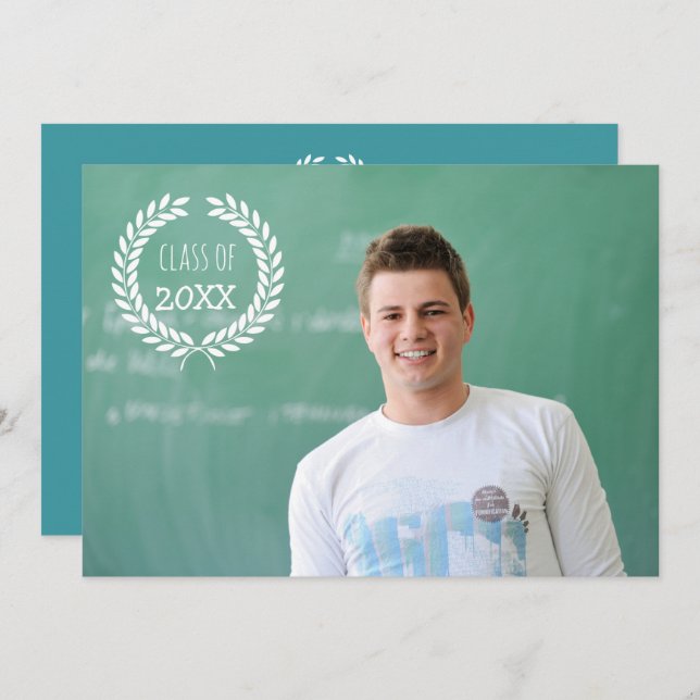 Student-klass för fotoinbjudningar inbjudningar (Fram/baksida)