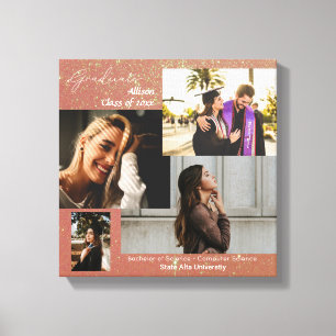 Student-klass för Photo Collage Rosa Glitter Canvastryck