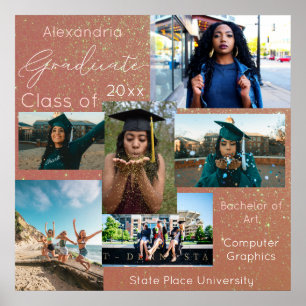 Student-klass Foto 3-Rosa Glitter Poster
