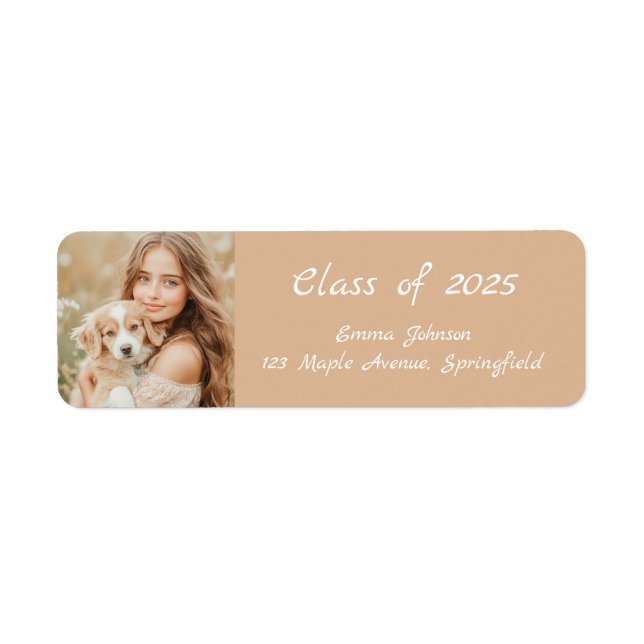 Student-klassfotoreturadressetikett Beige Returadress Etikett (Framsidan)