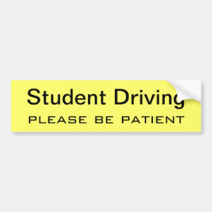 Student kör bil, var snäll och var gult till patie bildekal