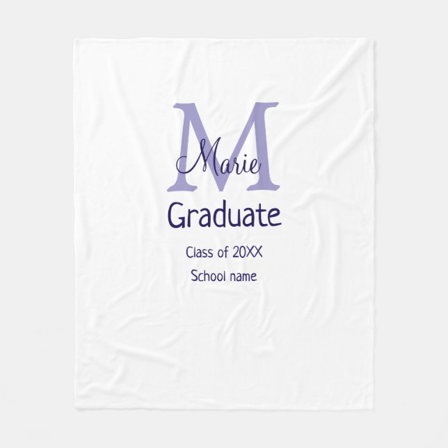 Student lägg till namn monogram lila, enkel minima fleecefilt (Framsidan)