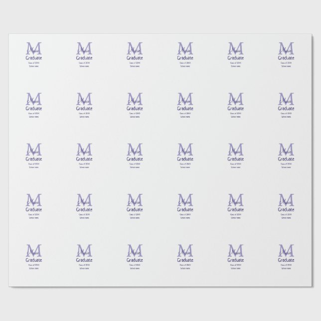 Student lägg till namn monogram lila, enkel minima presentpapper (Platt)