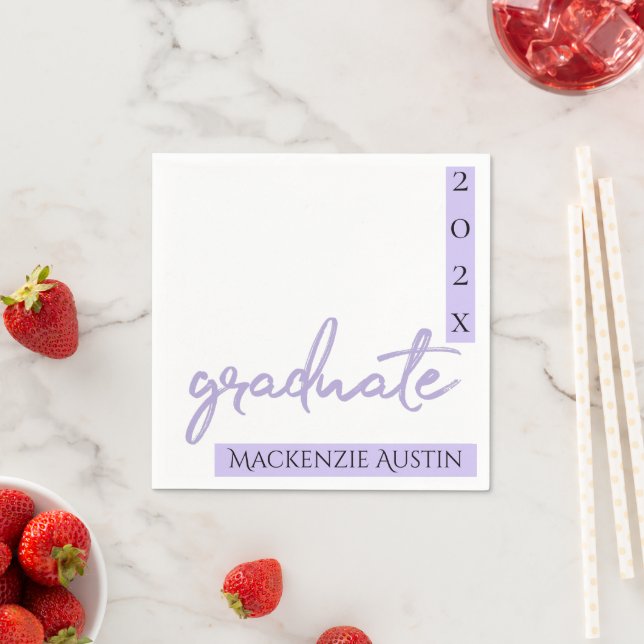 Student Lila Script | Chic Lavender Keepsaké Pappersservett (Insitu)