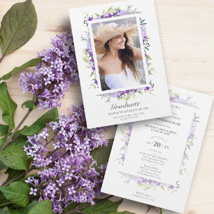 Student Lila Shades Flowers & Grenar Photo Inbjudningar