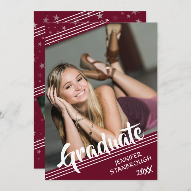 Student, Linjer och stjärnor | Redigerbart Färg |  Inbjudningar (Fram/baksida)