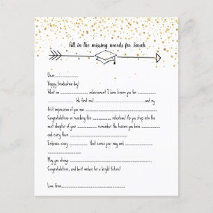 Student Mad Libs & Advice guld confietti Flygblad