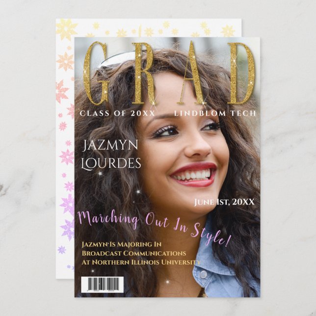 Student Magazintäckningsfotofoto Studenten Meddelande (Fram/baksida)