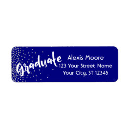 "Student" med Silver-konfetti över marinflottan Returadress Etikett