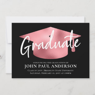 Student Metallic Black Rosa Cap Studenten Meddelande