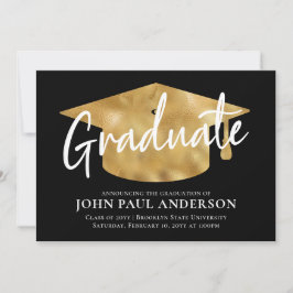 Student Metallic Guld Grad Cap Black Studenten Meddelande