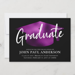 Student Metallic Lila Grad Cap Black Studenten Meddelande