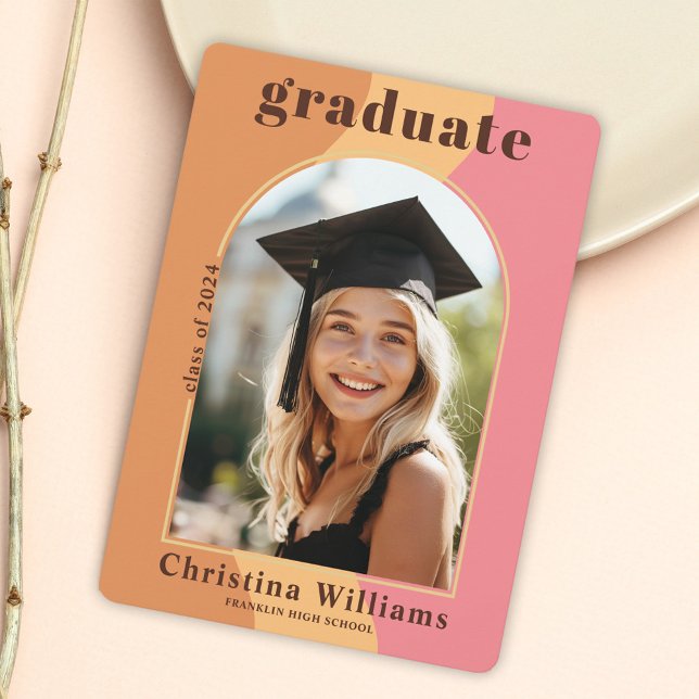 Student Modern Arch Photo Studenten Meddelande (Graduate Modern Arch Photo Graduation Announcement)
