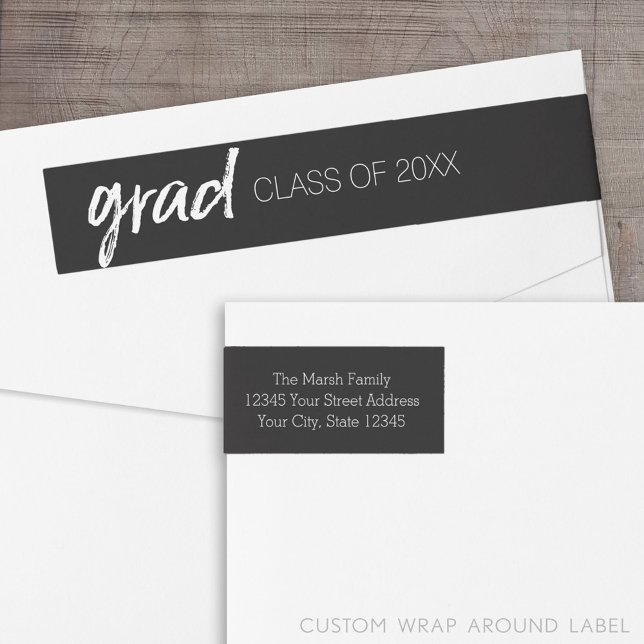 Student Modern Lettering Grad 2018 Etikettband (Custom Return Address Label with a Wrap Around Feature)