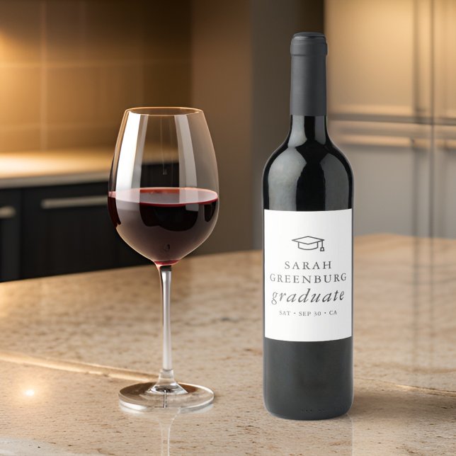 Student Modern minimalistisk enkel Chic Studenten Vinflaska Etikett (Skapare uppladdad)