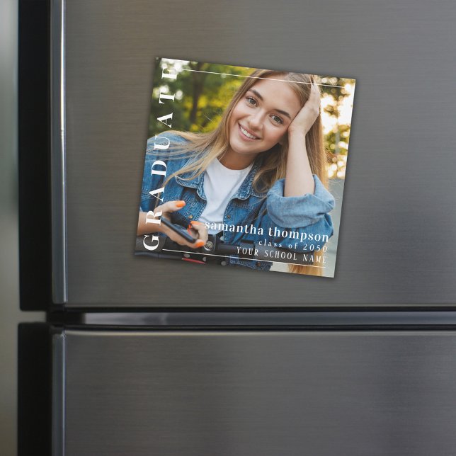 Student Modern minimalistisk, enkel fotomagnetisk Magnetisk Inbjudningskort (Skapare uppladdad)