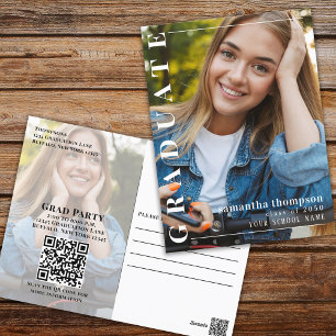 Student Modern minimalistisk tvåfoto QR-kod Vykort