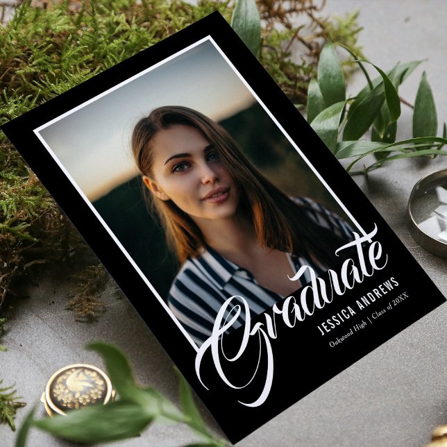 Student Modern redigerbart fotosvart | STUDENTEN Inbjudan (Skapare uppladdad)