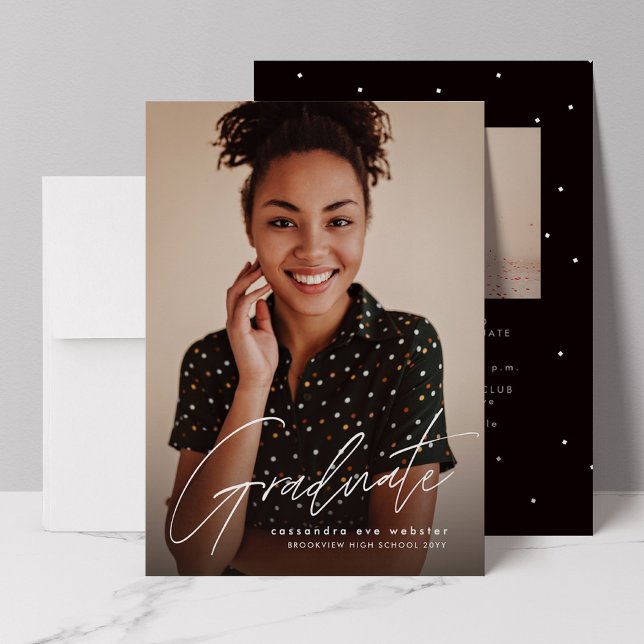 Student moderna skript, enkelt foto studenten inbjudningar (Skapare uppladdad)