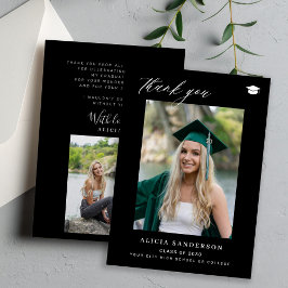 Student - modernt svart foto studenten tack kort