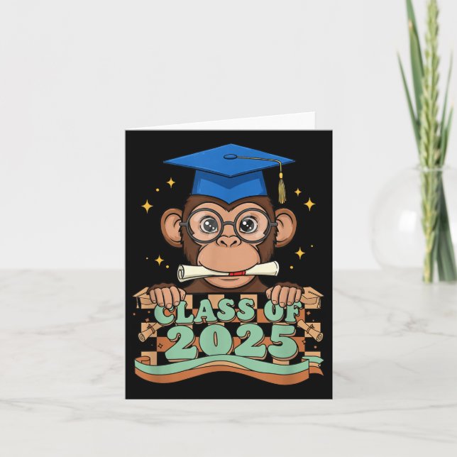 Student Monkey Cl of 2025 Kids Manar Womens Gradua Kort (Framsida)