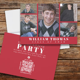 Student Multi Photo Collage Cardinal Red QR-kod Inbjudningar