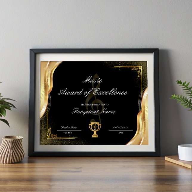 Student Musikutmärkelsecertifikat (Student Music Award of Excellence Certificate)