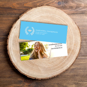 Student Namn Card Photo Elegant Carolina Blue Mini Visitkort