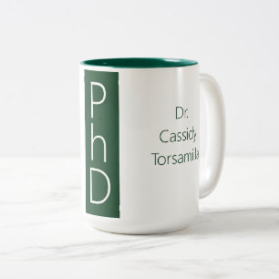 Student Namn Grönt Gradergrad PhD Två-Tonad Mugg
