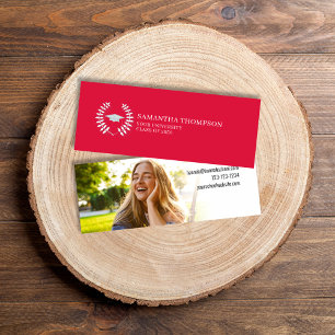 Student Namn-kort - foto Crimson Red and White Mini Visitkort