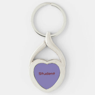 Student Namn tryckt Kärlek Twisted Heart Metall Silverfärgad Nyckelring