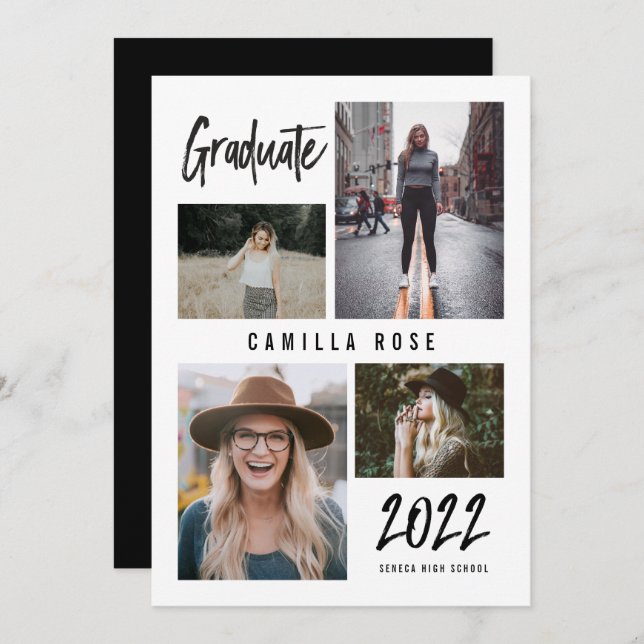 Student Namnteckning Studenten-meddelande Inbjudningar (Fram/baksida)