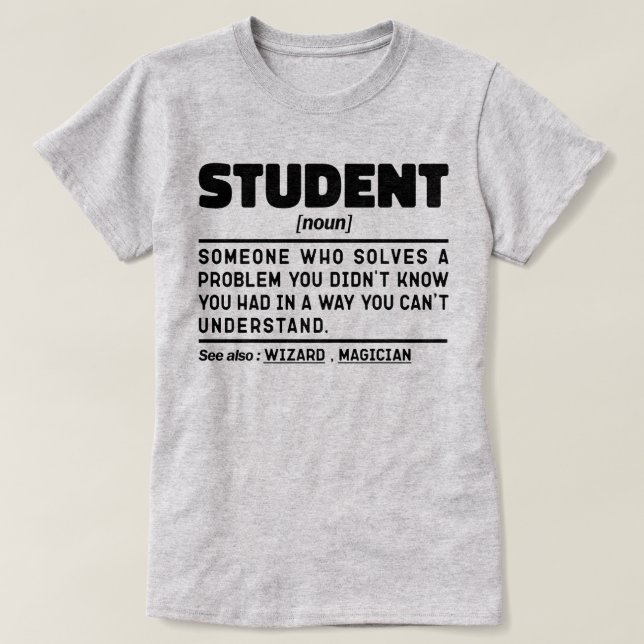 Student Noun Definition Funny Studenten finns i da T Shirt (Design framsida)