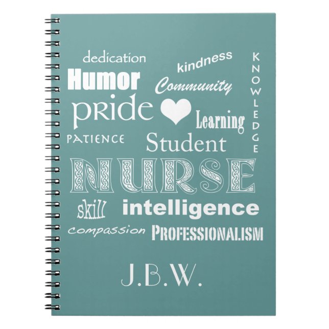 Student Nurse-Attribut+Heart/Personalize Namn Anteckningsbok Med Spiral (Framsidan)