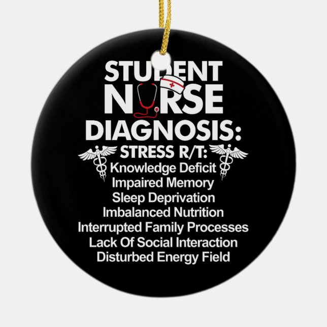 Student Nurse Diagnosis Sjuksköterskeskola Student Julgransprydnad Keramik (Framsidan)