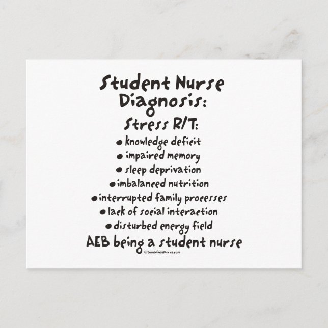 Student Nurse Diagnosis: Stressa Vykort (Framsida)