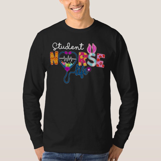 Student Nurse Play Egg Bunny Kärlek Stethoscope Rn T Shirt (Framsida)
