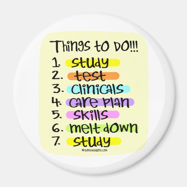 Student Nurse to Do List Magnet (Framsidan)