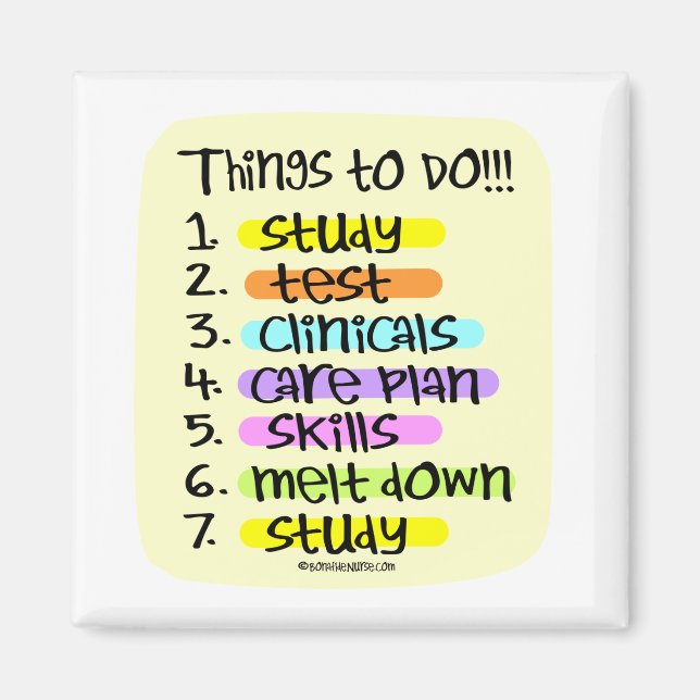Student Nurse to Do List Magnet (Framsidan)