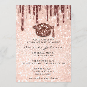 Student Party-drivrutiner Ro Guld-sockel 3D Glitte Inbjudningar