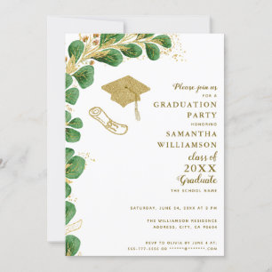Student Party Elegant Faux Guld Blommigt Studenten Inbjudningar