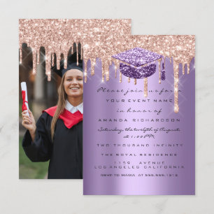 Student Party Glitter Driver Lila Ro Photo Inbjudningar