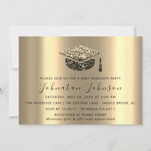 Student Party Student Sepia Guld Student Inbjudningar (Framsida)