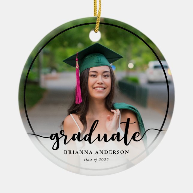 Student Photo Calligraphy Black Ceramic Julgransprydnad Keramik (Framsidan)