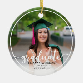 Student Photo Calligraphy Ceramic Ornament