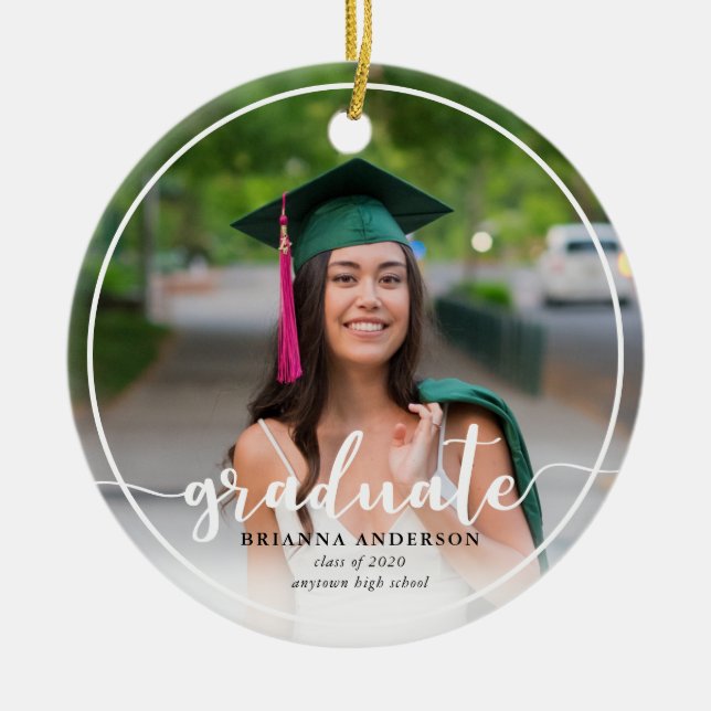 Student Photo Calligraphy Ceramic Ornament (Framsidan)
