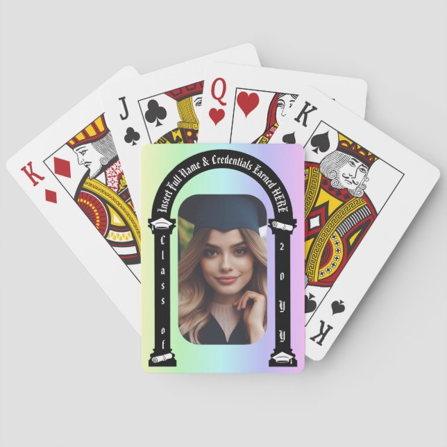 Student Photo, Cap Tassel & Diploma, Arch Rainbow Casinokort (Baksidan)